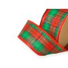 Sada 3 ks dekorací: Stuha kostkovaná červeno - zelená 4 cm x 2,7 m