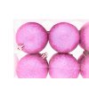 Sada 36 ks ozdob: Ozdoby růžové s glitry 4 cm