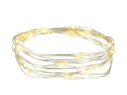 Sada 2 ks dekorací: LED drátek stříbrný blikající TEPLÁ BÍLÁ 1,9 m