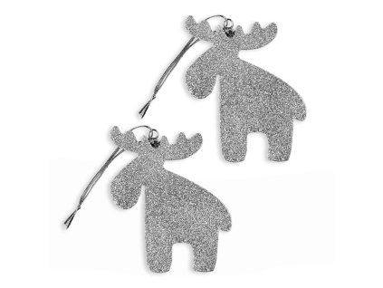 Sada 8 ks ozdob: Sob stříbrný 8 cm