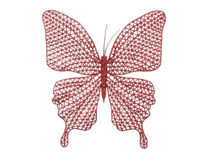 Sada 3 ks ozdôb: Motýľ na klipe červený 20 x 19,5 cm