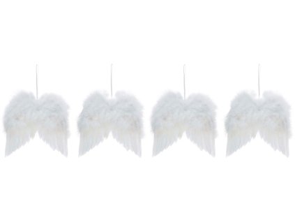 Sada 4 ks dekorácií: Krídla biele 18 x 16 cm