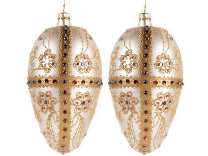 Sada 2 ks ozdob: Ozdoby Fabergého vejce 15 cm