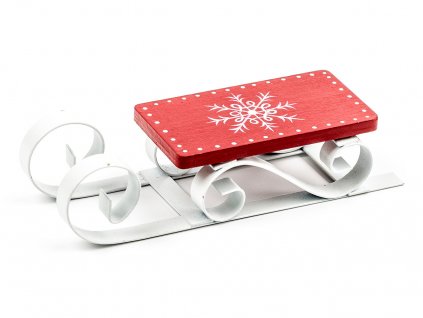 Sáňky červeno-bílé 12,5 x 4,5 cm