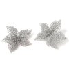 LAU 1409 Sada 2 ks dekorací Kytka na klipu stříbrná 18 cm