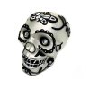 LAU 1421 Ozdoba lebka s černými ornamenty stříbrná 9 cm 2