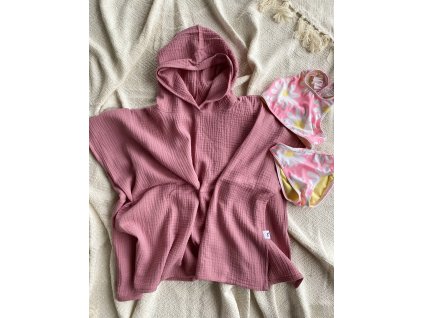 Mušelínové pončo MAUVE