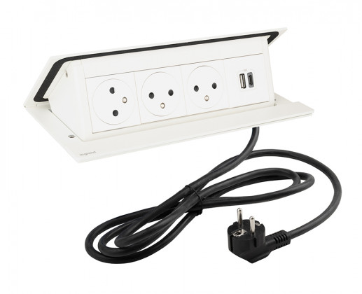 LEGRAND PopUp, 3x230V, 1x USB C, elektrická zásuvka, bílá matná