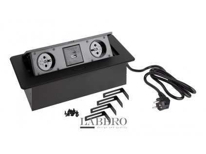 vestavná výklopná zásuvka STRONG Elektrická zásuvka 2x 230V, 2x USB A/C do kuchyňské linky