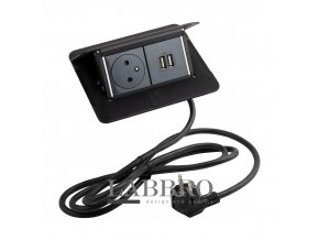 LEGRAND Pop-up v2, 1 x elektrická zásuvka 230 V, 2 x USB Power, černá mat