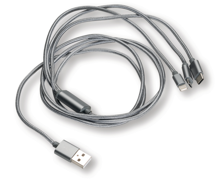 Berner USB nabíjecí multikabel 3v1 – Micro USB, Type-C a Lightning