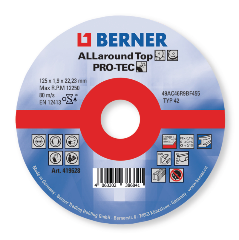 Berner 419628 Řezný kotouč ALLaround Top 125 x 1,9 x 22 mm - 25ks