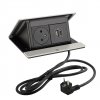 LEGRAND PopUp, 1x 230V, 1x USB A/C nabíječka, broušený hliník Výklopná zásuvka do desky stolu