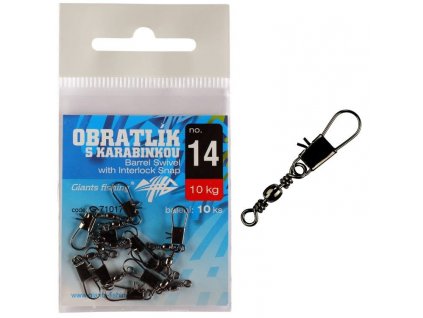 GIANTS FISHING OBRATLÍK S KARABINKOU BARREL SWIVEL WITH INTERLOCK SNAP NO.12/12KG/10KS