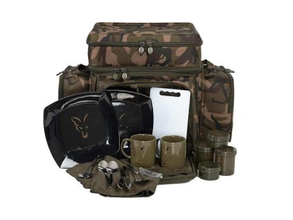 clu489 fox camolite 2 person dinner set and coolbag contents out