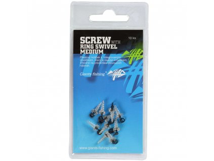 GIANTS FISHING KOLÍČEK S OBRATLÍKEM A KROUŽKEM SCREW WITH RING SWIVEL MEDIUM 10KS