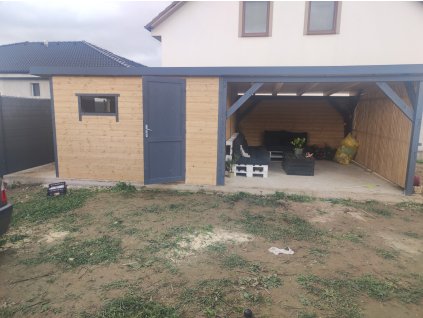 Záhradný domček 4x3 s altánkom 5x3