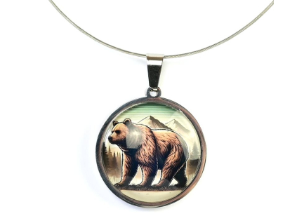 Medvěd grizzly náhrdelník