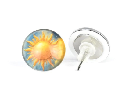 Slunce skleněné náušnice pecky