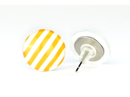 11089 4 11089 4 zluto bile pruhy sklenene nausnice pecky