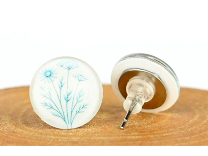 Zimní kvítí skleněné náušnice pecky - 2. JAKOST