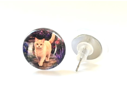 Kočka skleněné náušnice pecky