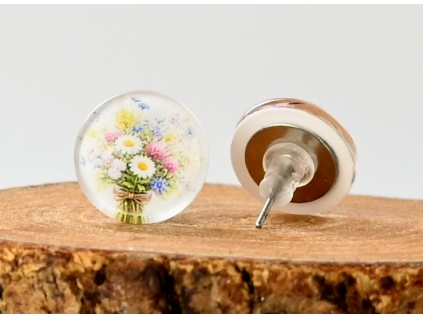 Luční kvítí skleněné náušnice pecky 2