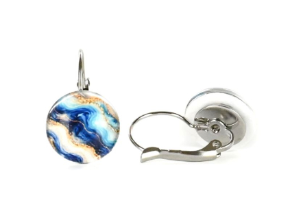 Modrý mramor náušnice VISACÍ