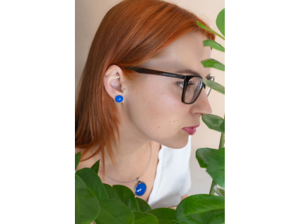 Tmavě modré skleněné náušnice pecky