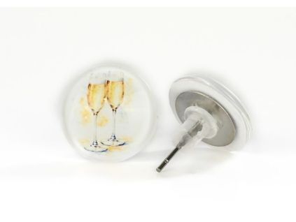 Prosecco skleněné náušnice pecky 2