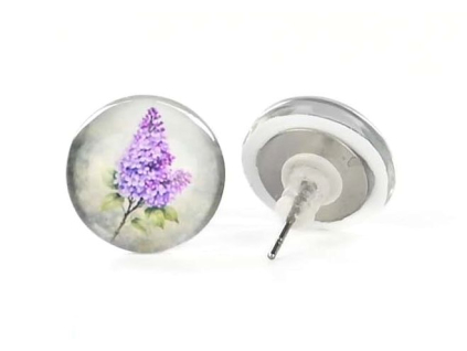 Šeřík skleněné náušnice pecky