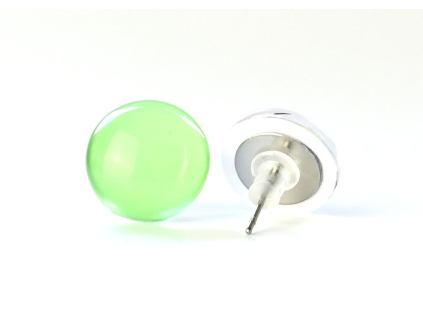 Jarní zelené skleněné náušnice pecky