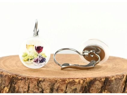 Sklenky vína náušnice VISACÍ