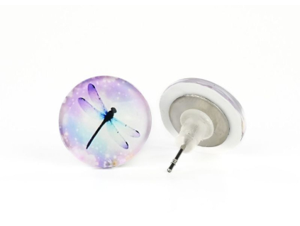 Vážka skleněné náušnice pecky