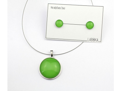 Set zelený - náušnice + náhrdelník