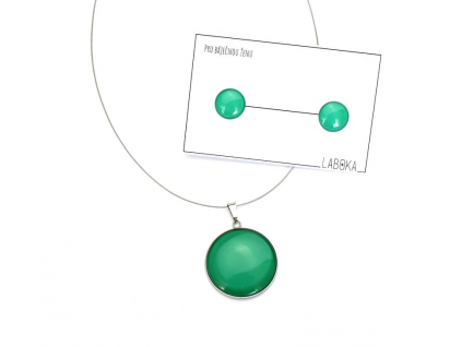 Set smaragdový - náušnice + náhrdelník