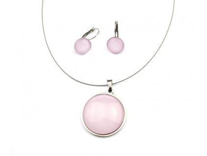 Set světle růžový - visací náušnice + náhrdelník