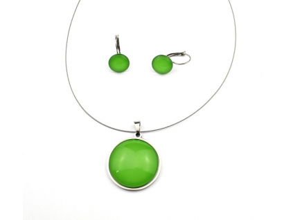 Set zelený - visací náušnice + náhrdelník