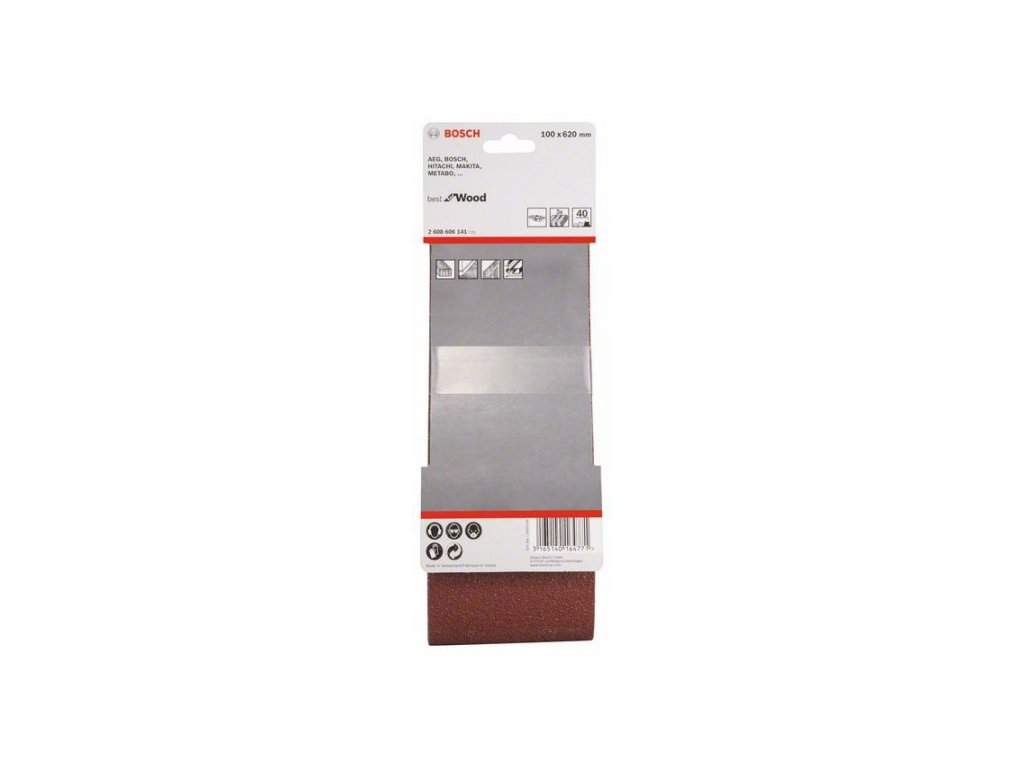 bande abrasive 100 x 620mm grain 40 type x440 pour ponceuse a bande pour bois et peinture kit de 3 pieces bosch 2608606141