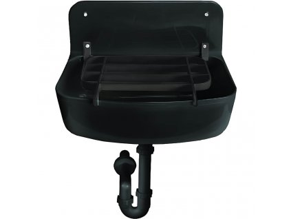 Výlevka plastová nástěnná černá s roštem a sifonem zn. STYRON STY-350-F-K