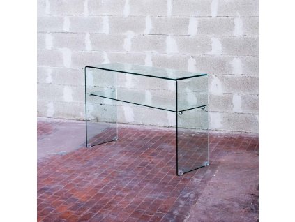 Consolle in vetro curvato Shelf con ripiano 1