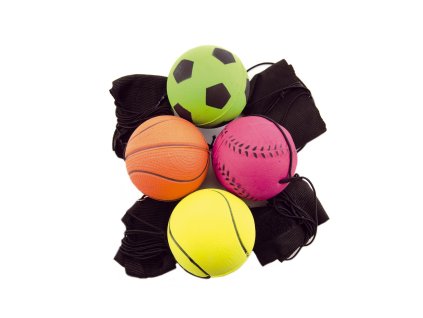 Míček vracející se gumový 6cm 4 barvy v síťce 24ks v boxu 3