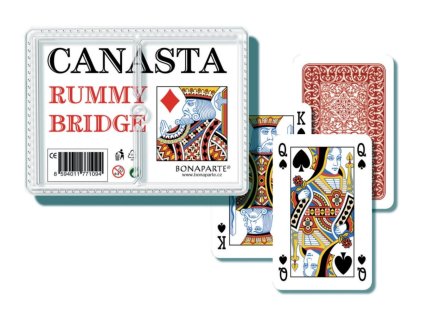 Canasta společenská hra karty 108ks v plastové krabičce 12,5x10,5x2cm