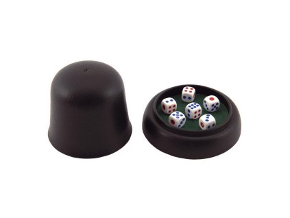 Házecí kostky 6 ks s kalíškem plast na kartě 11x21x6,5cm