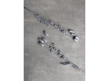 Vetvička s trblietkami 4-ramenná 103D 46cm strieborná