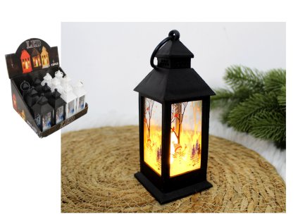 Biela Mini LED lucerna 5941 so snehuliakom 14x5,5x5,5cm