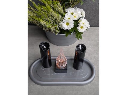 Podstavec pod sviecky Skolach 35x18x2cm strieborny