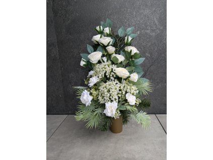 Vysoká ikebana Flakon výška 63cm bielo-krémová