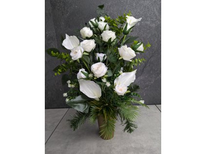 Vysoká ikebana Flakon výška 62cm krémové kvety