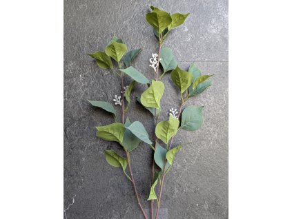 Zelena vetvička s bielymi kvetočkami 111E 80cm